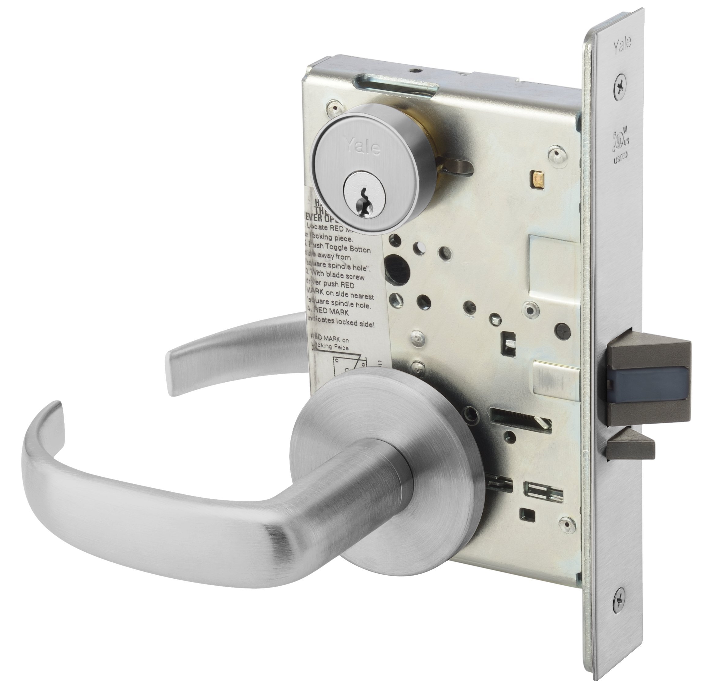 Yale PBR 8805FL 626 Heavy Duty Mortise Lockset, Lever, Storeroom